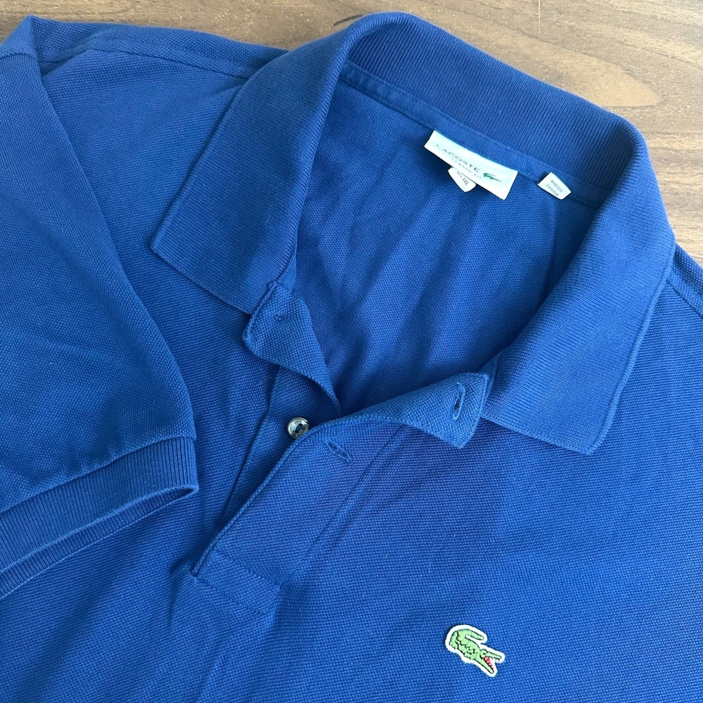 Lacoste Polo Shirt Blue Knit Classic Fit Short Sleeve Peru Golf Mens 3XL EUC